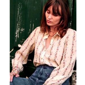 Sezane Claudio Floral Silk & Cotton blend, Size 34